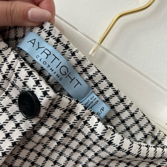 AYRTIGHT White/Black Houndstooth Plaid Mid-Rise Trousers - Picture 6 of 7